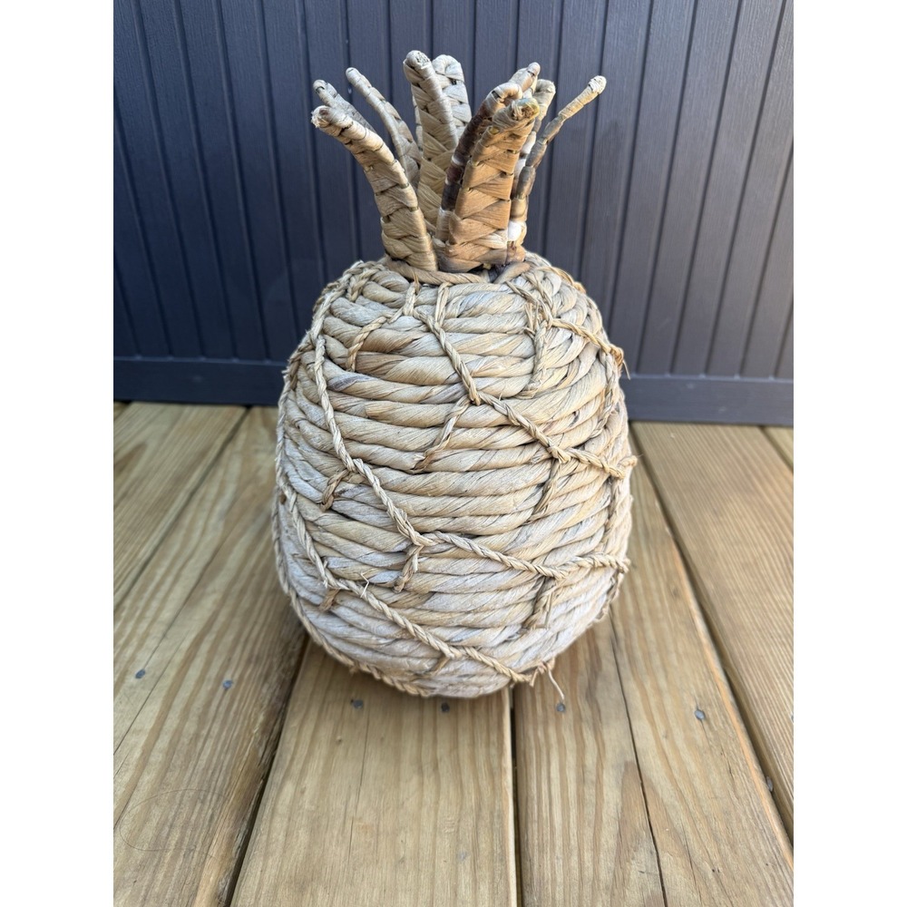 Handwoven Pineapple Wicker Rattan Woven Decorative Accent Tropical Tiki Boho